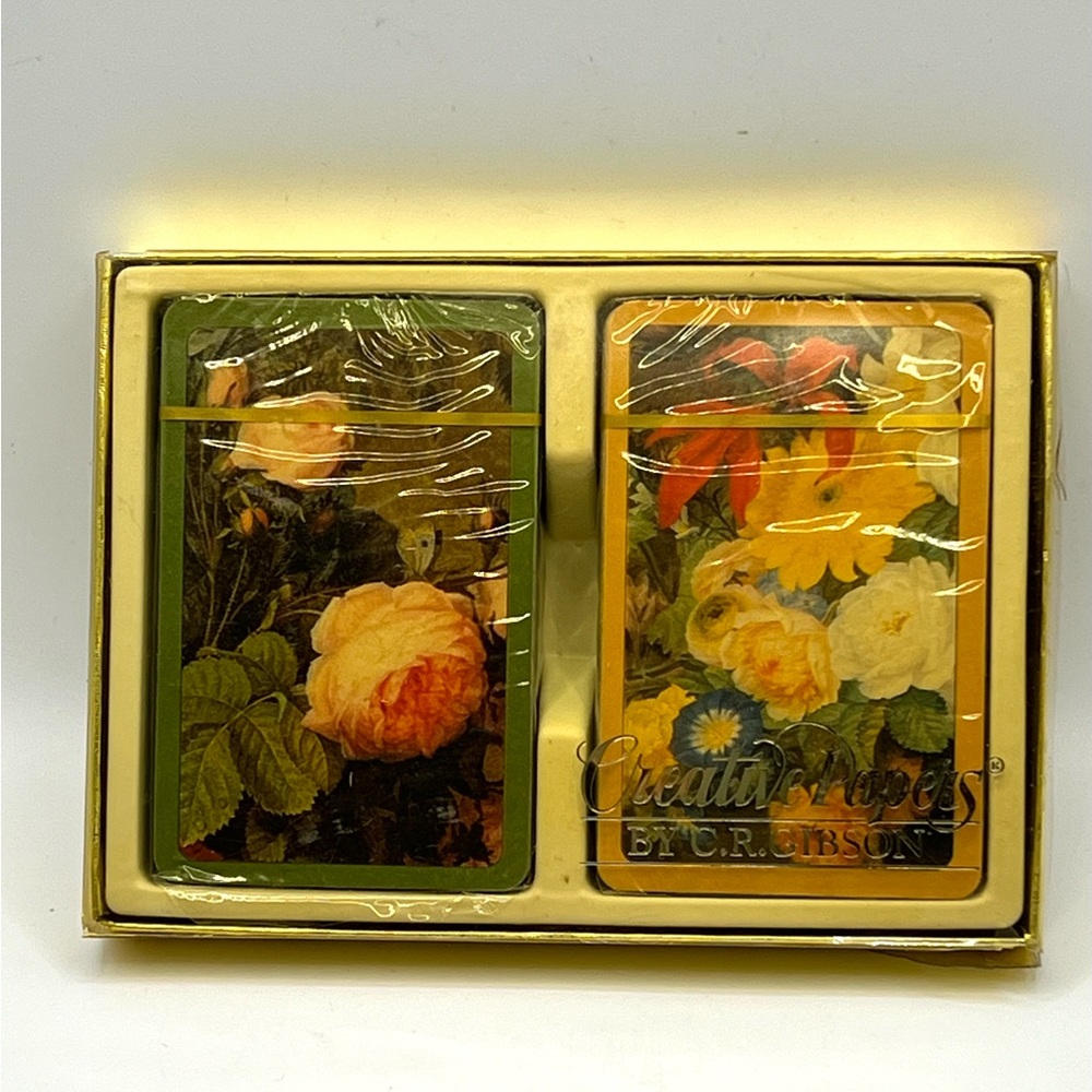 Vintage Creative Papers by C.R. Gibson Double Deck Playing Cards Games Flowers